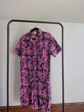Men's Pink Floral Short-Sleeve Romper